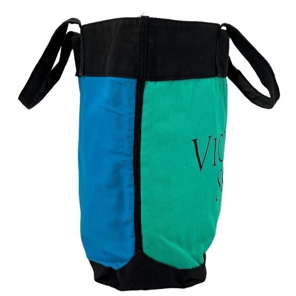 Victoria's Secret Green Blue Black Color Block Limited Edition Large Tote Bag - Picture 5 of 7
